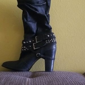 Studded steam punk style boots with side zipper